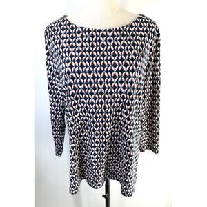 St. Johns Bay Bird Print Shirt Large Classic Boat Neck Tee